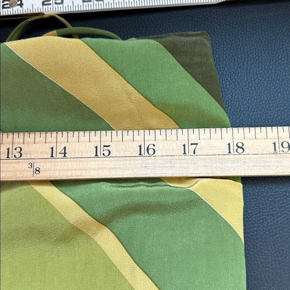Striped Maxi Dress Green Silky Spaghetti Strap Long Size Medium - Picture 6 of 9